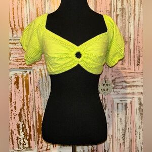 Wild Fable Neon green Crochet Crop Top